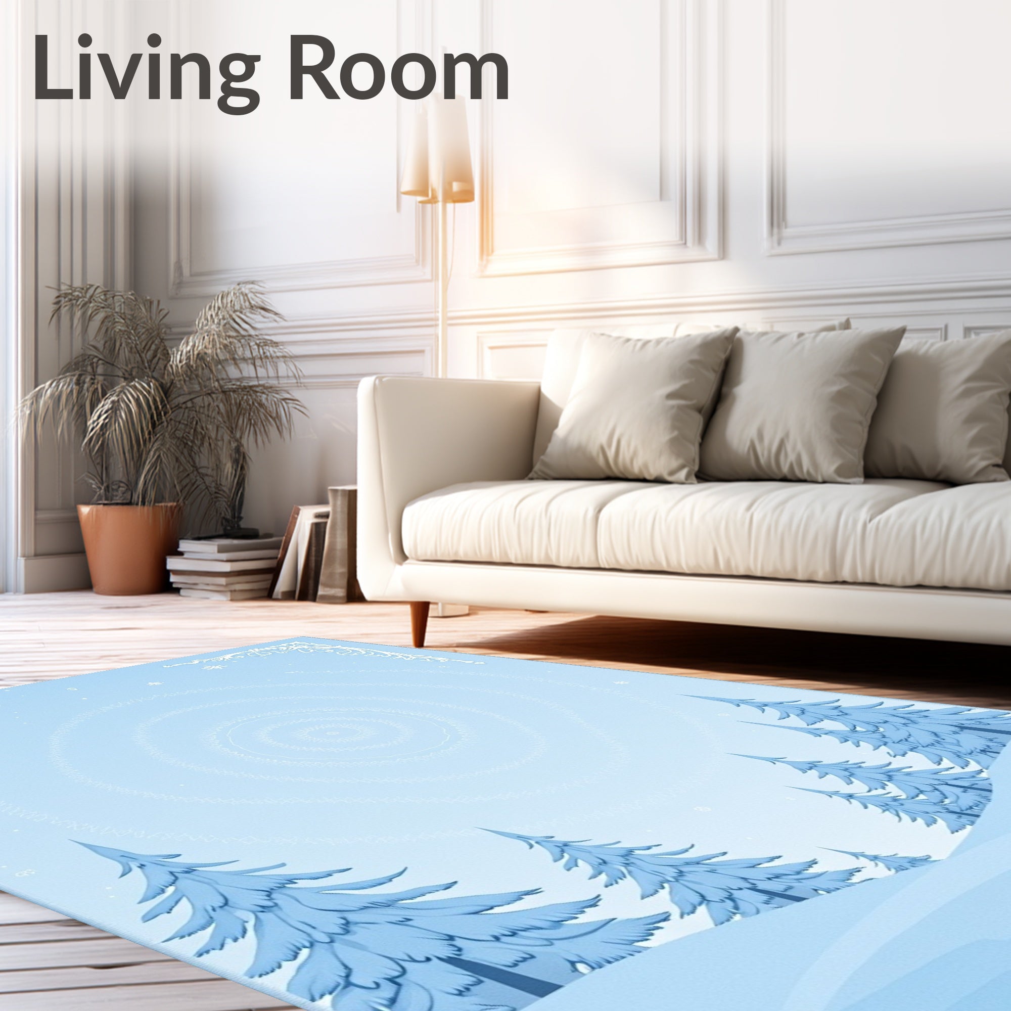 Light Blue Winter Forest Snowscape Rug
