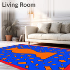 Orange Trophy Stars Blue Confetti Border Rug