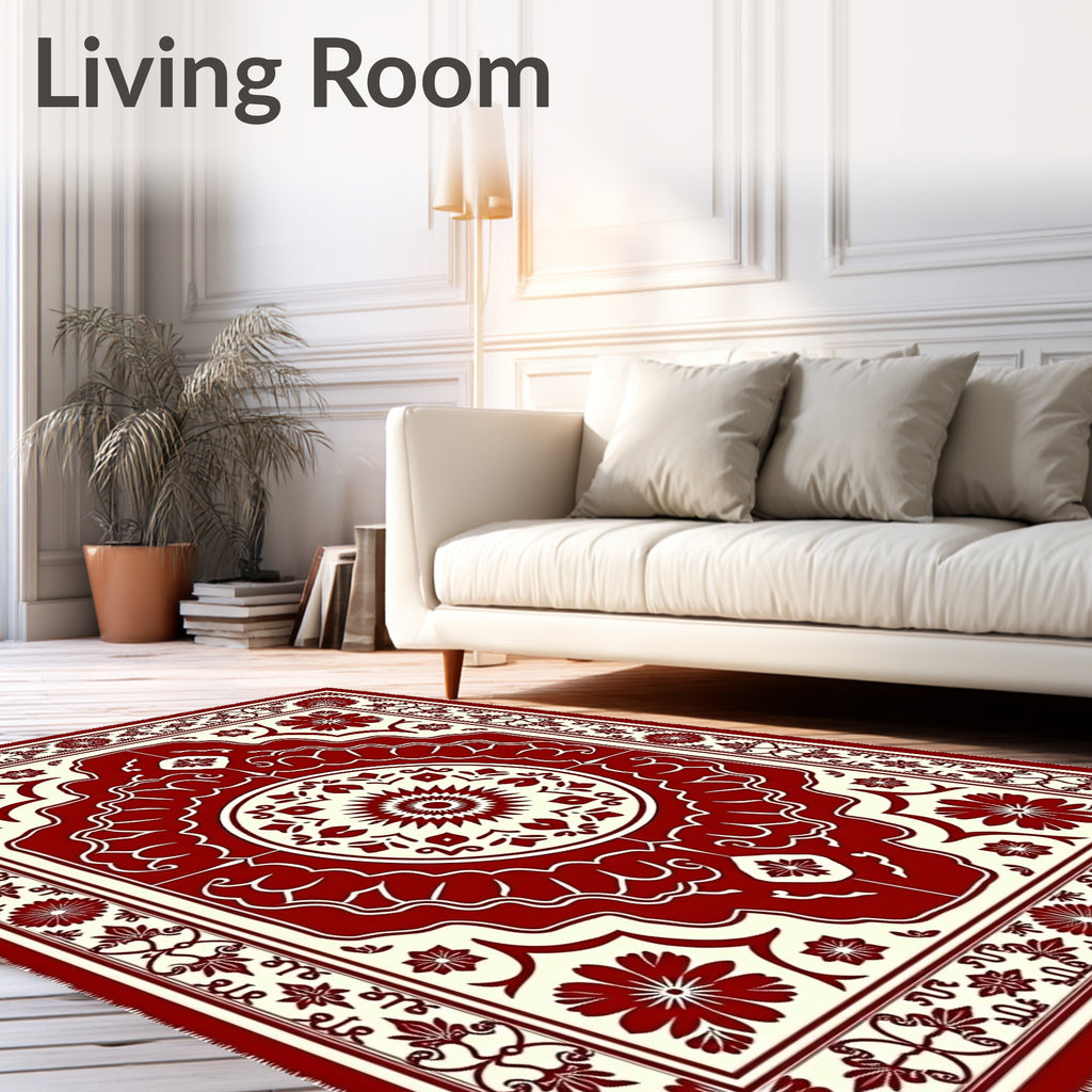 Crimson Floral Medallion Palace Rug