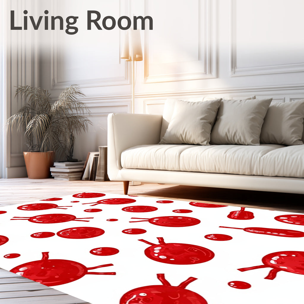 Crimson Red Whimsical Bouncy Balls Rug