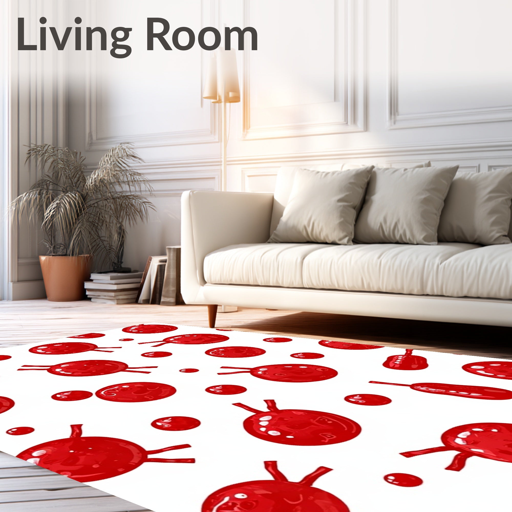 Crimson Red Whimsical Bouncy Balls Rug