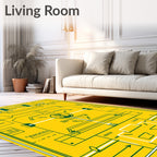 Bold Yellow and Green Nautical Chart Rug