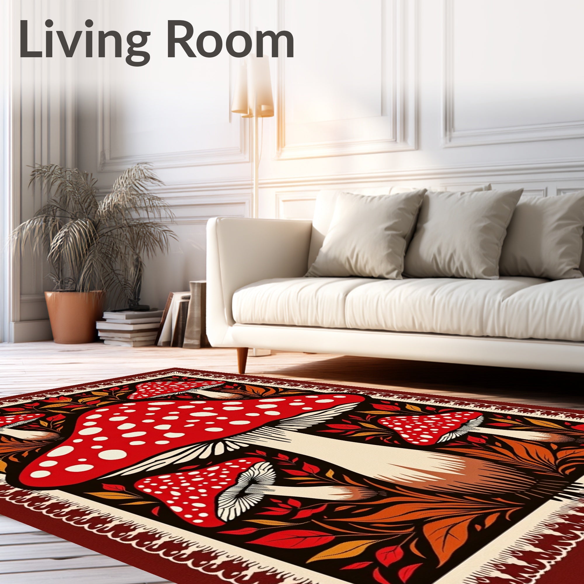 Crimson Fly Agaric Forest Companions Rug