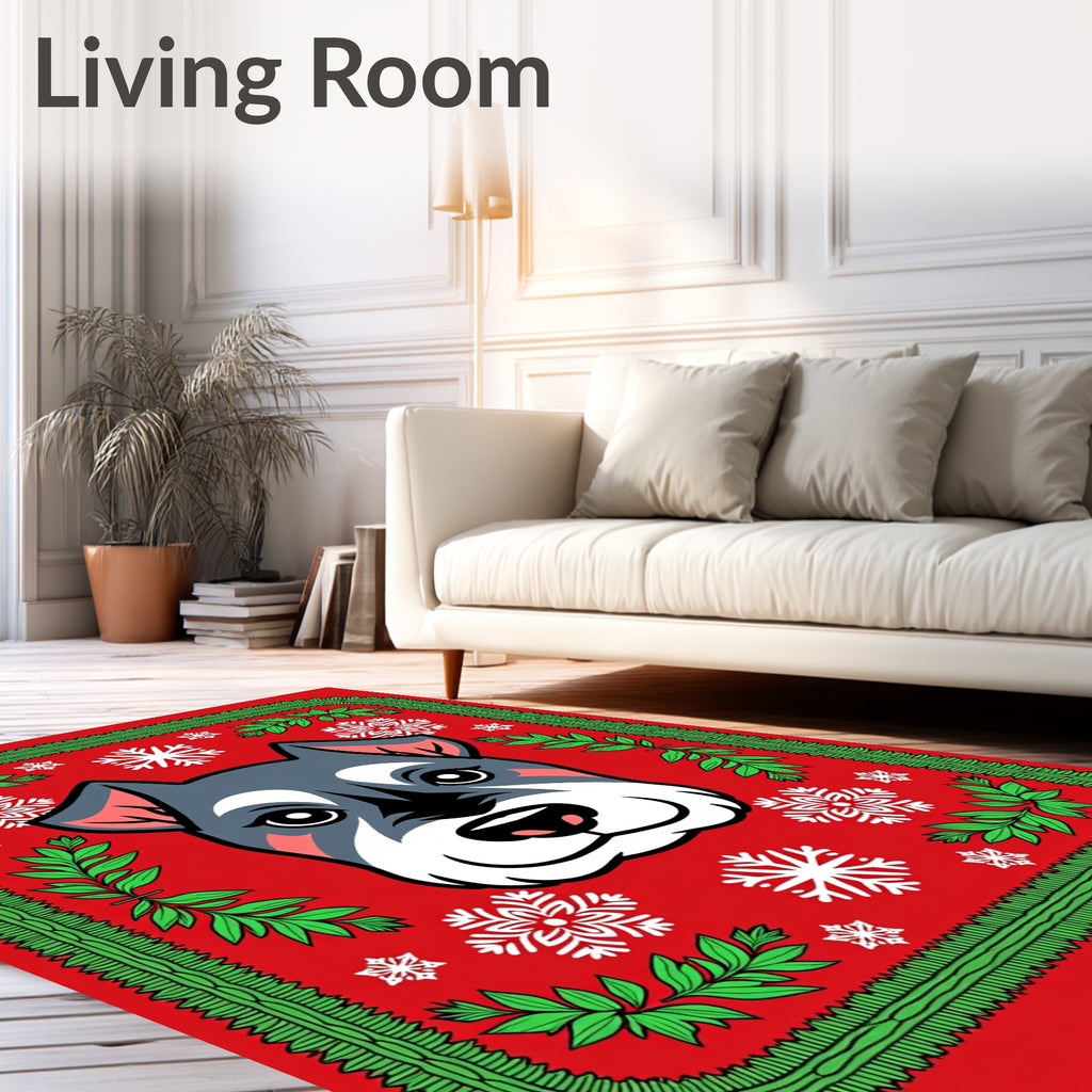 Festive Dog Snowflake Festive Holiday Rug