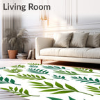 Green Foliage Tropical Leaf Pattern Rug
