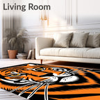 Bold Orange Black Tiger Face Rug