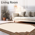 Geometric Wood Tone Border Rug