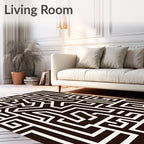 Abstract Black White Geometric Labyrinth Rug