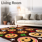 Gingerbread Smiley Faces With Stars Rug