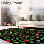 Red Holly Vines and Snowflakes Rug