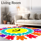 Happy Sunburst Floral Rays Rug
