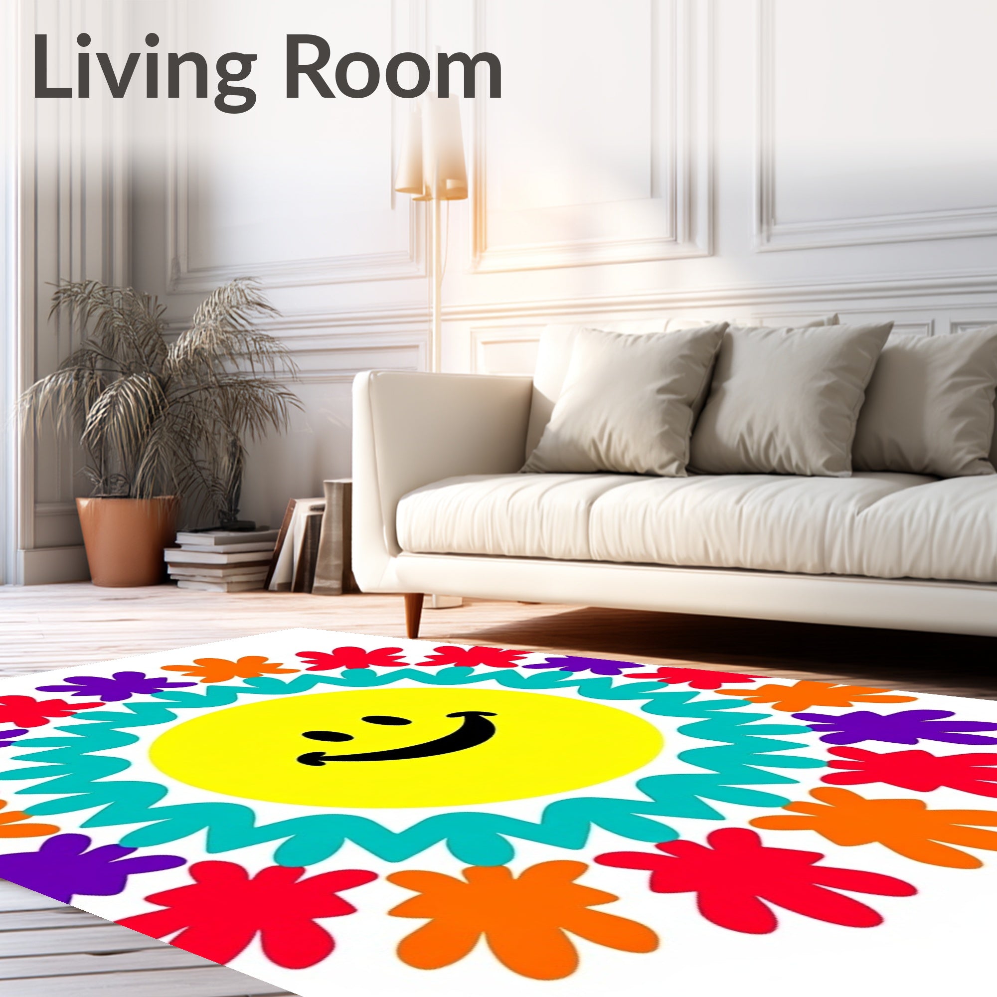 Happy Sunburst Floral Rays Rug