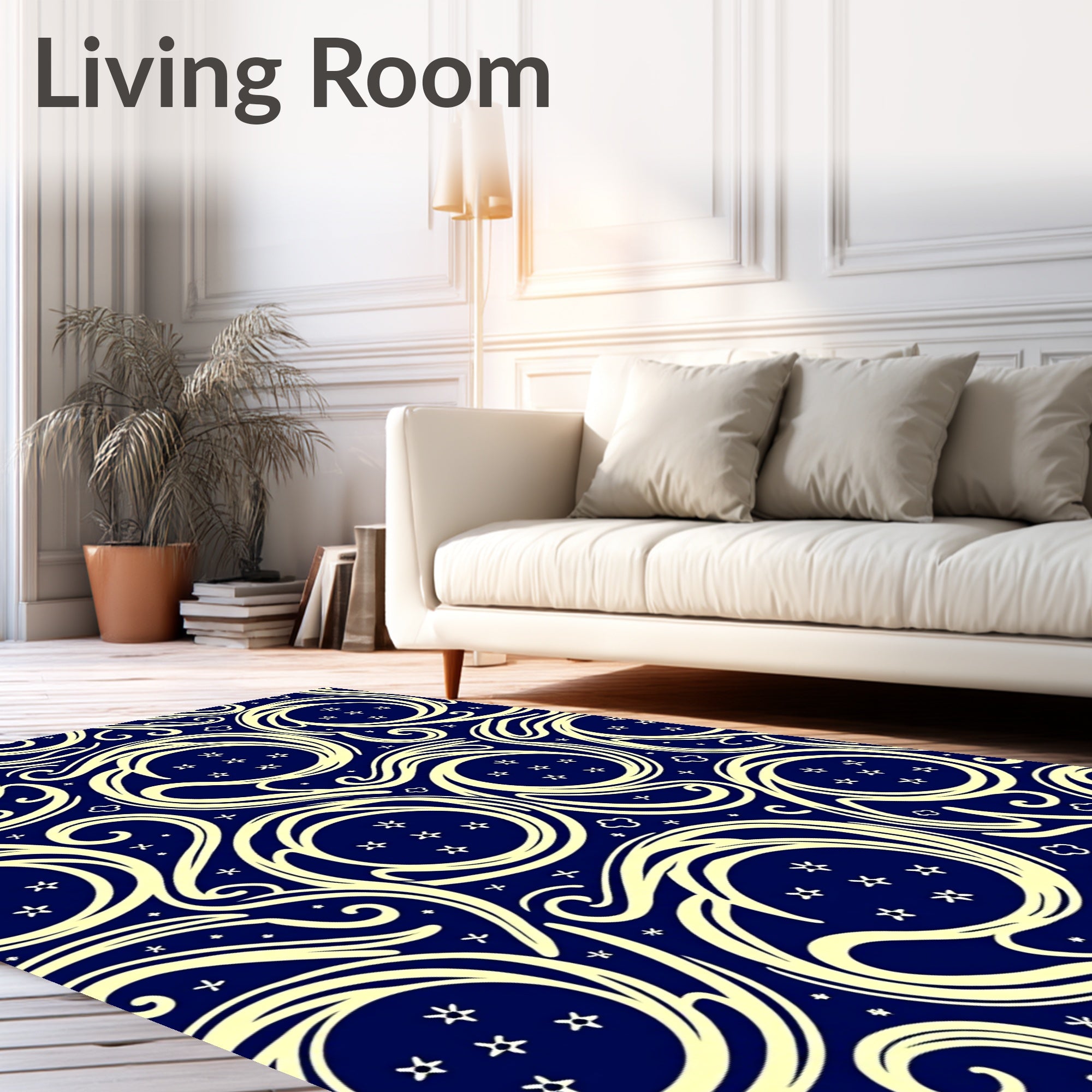 Celestial Swirl Moon Stars Rug