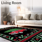 Festive Red Truck Floral Border Rug
