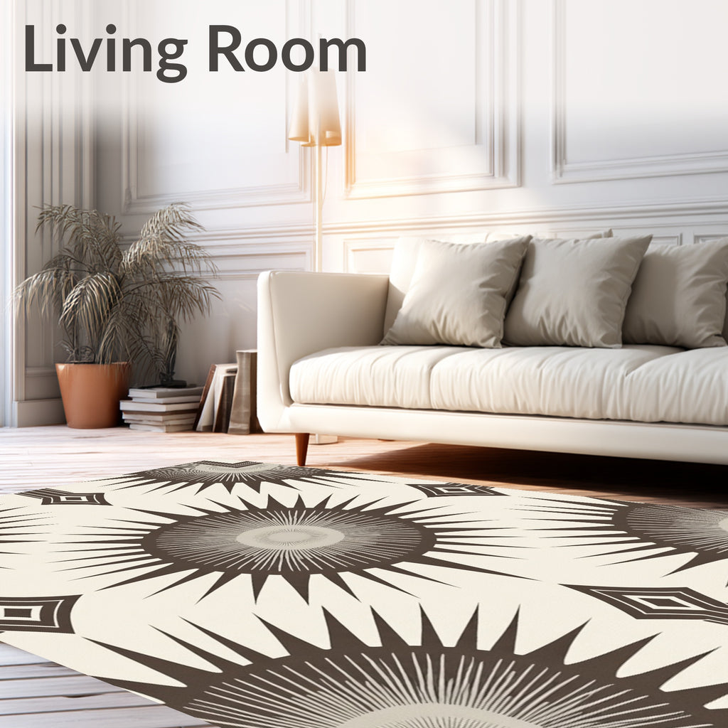 Sunburst Geo Diamond Brown Cream Rug