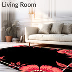 Salmon Pink Floral Border Accent Rug