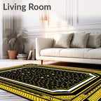 Bold Yellow Black Geometric Trellis Rug
