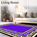 Deep Violet Geometric Maze Border Rug