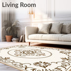 Rich Gold Cream Floral Scroll Rug