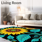 Vibrant Yellow Sunflower Art Nouveau Rug