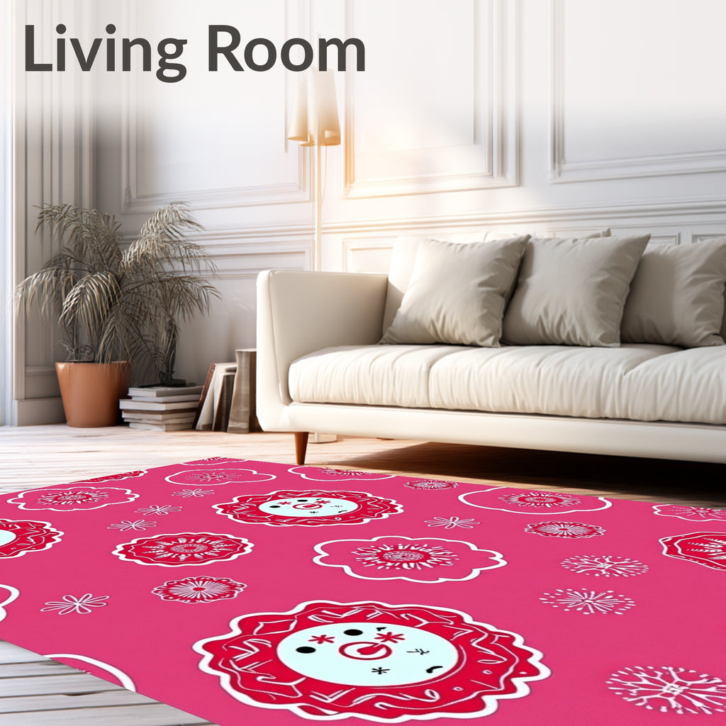 Crimson Floral Medallion Faces Rug