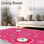 Crimson Floral Medallion Faces Rug