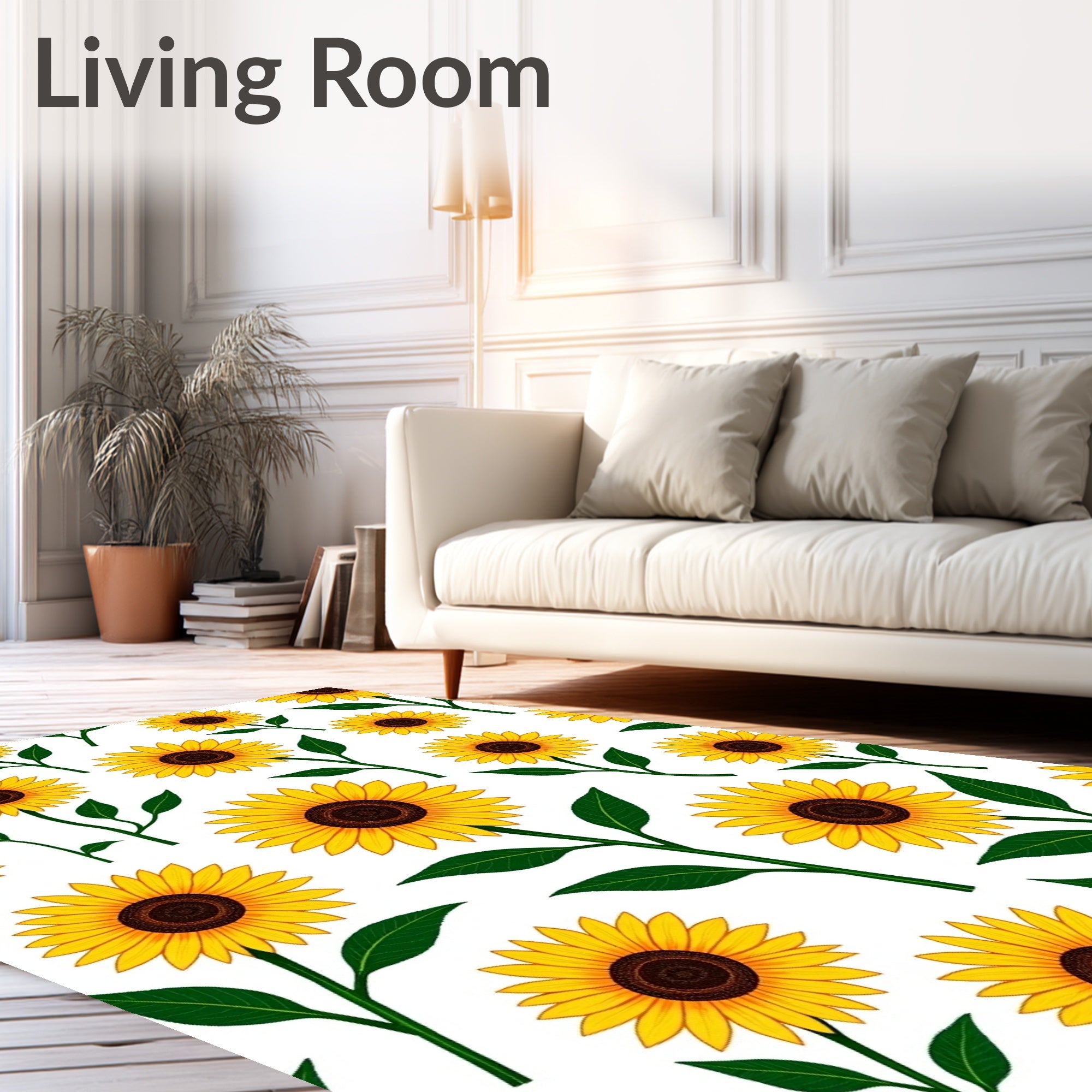Golden Yellow Sunflower Garden Bloom Rug