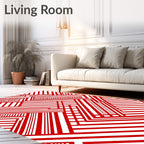 Dynamic Red White Geometric Circuit Rug