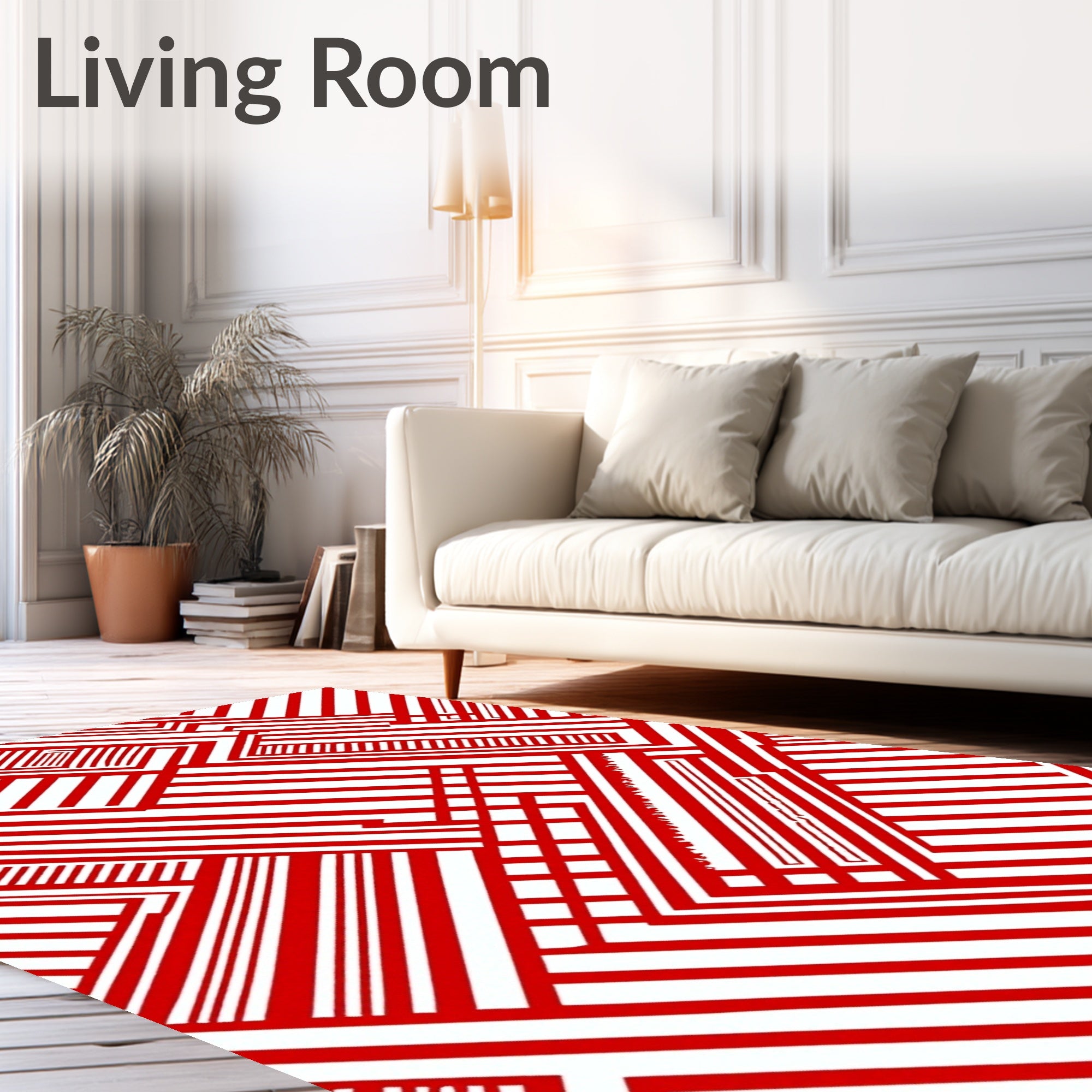 Dynamic Red White Geometric Circuit Rug