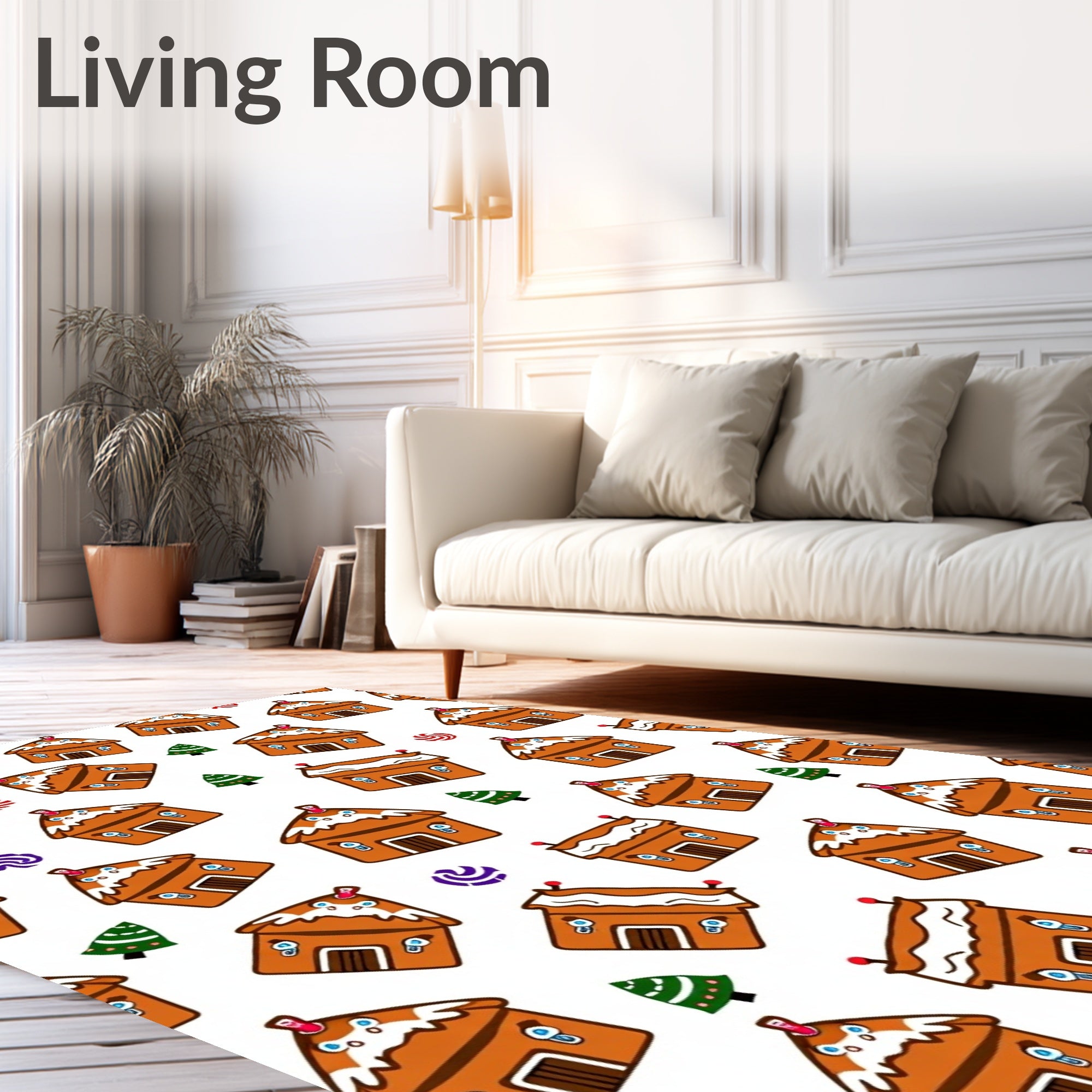 Gingerbread Houses with Candy Swirls Rug