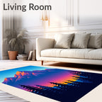 Vibrant Mountain Forest Sunset Sky Rug