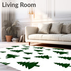 Evergreen Forest Silhouette Scattered Trees Rug