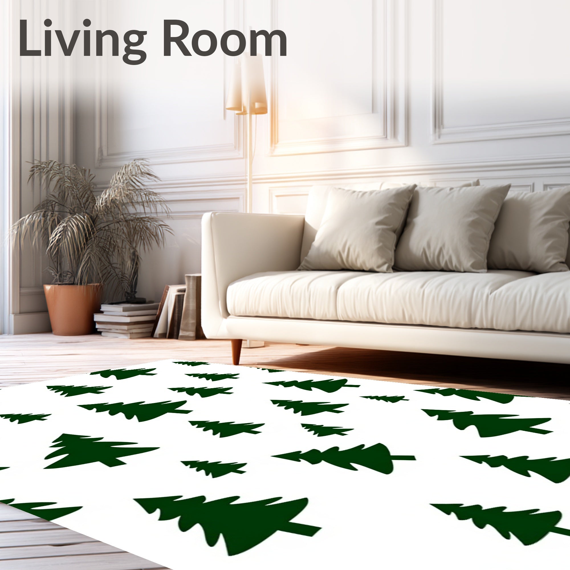 Evergreen Forest Silhouette Scattered Trees Rug