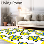 Yellow Starburst Blue Letter Burst Rug