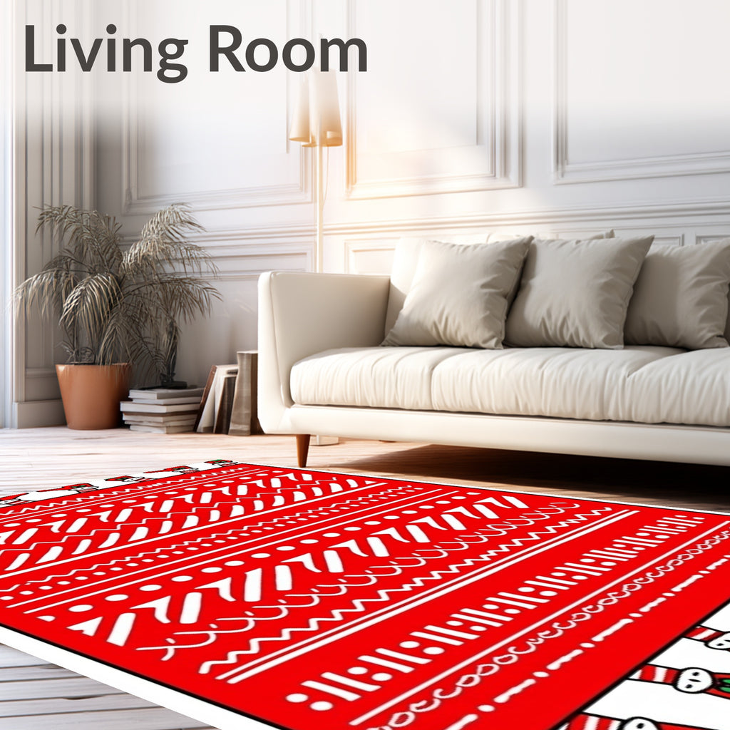 Red White Folk Art Stripes Rug