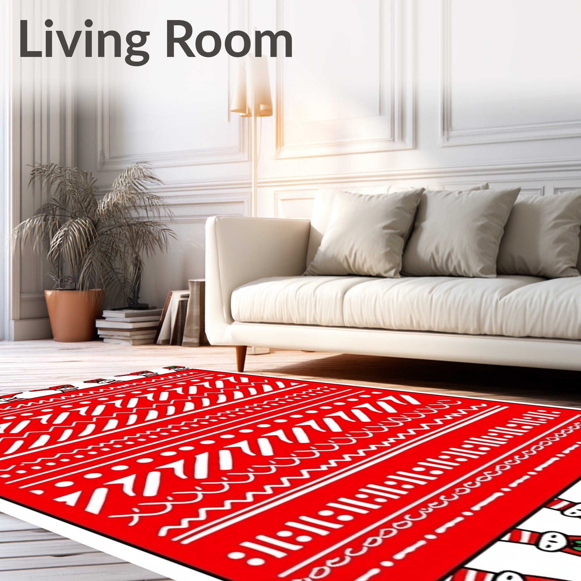 Red White Folk Art Stripes Rug