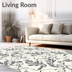 Monochromatic Gray Floral Vine Rug