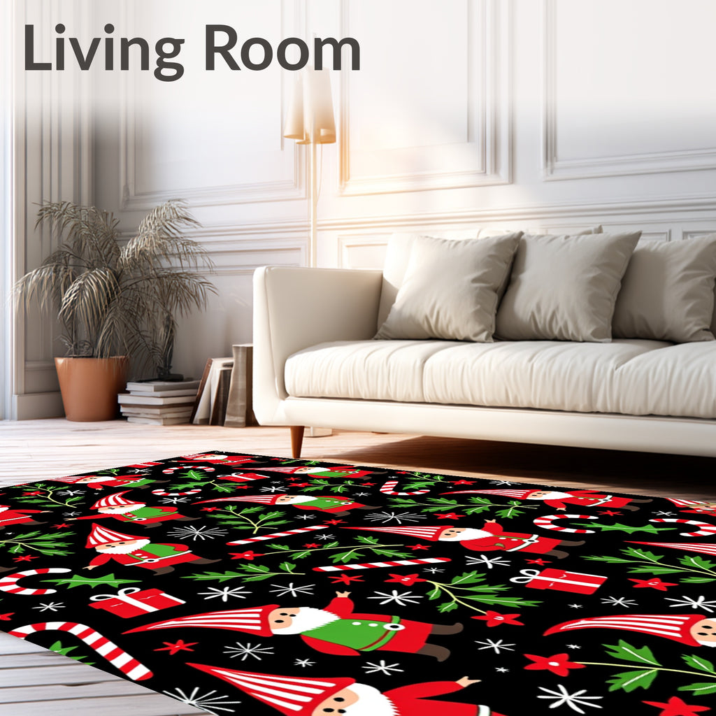 Festive Gnomes Candy Cane Holly Scatter Rug