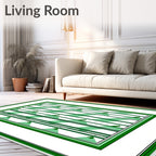 Emerald Green Striped Geometric Rug
