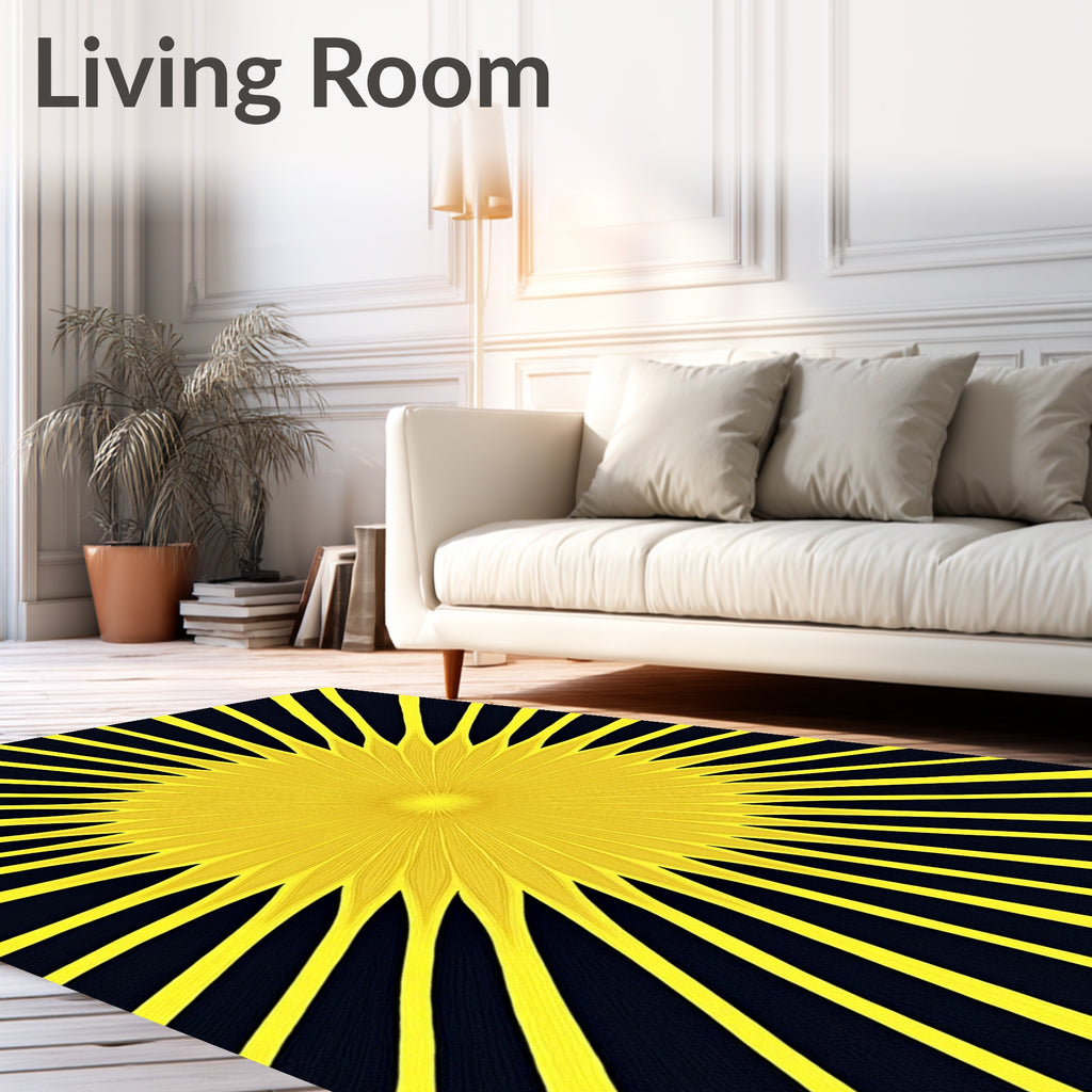 Radiant Yellow Sunburst Rays Rug