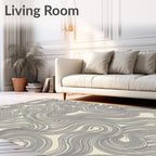Cream And Charcoal Swirl Lines Rug