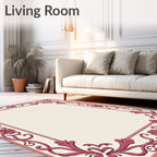 Ornate Pink Floral Border Rug