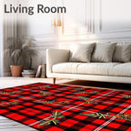 Rustic Red Black Plaid Feather Rug