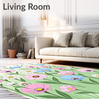 Pastel Garden Field Flower Collection Rug