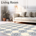 Light Gray Starburst Floral Lattice Rug