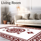 Deep Red Medallion Diamond Border Rug