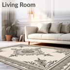 Vintage Gray Scroll Medallion Rug
