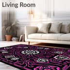 Vibrant Pink Symmetric Geometric Mandala Rug