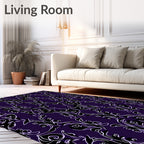 Deep Purple Scrollwork Baroque Rug