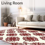 Deep Red Vintage Floral Medallion Rug